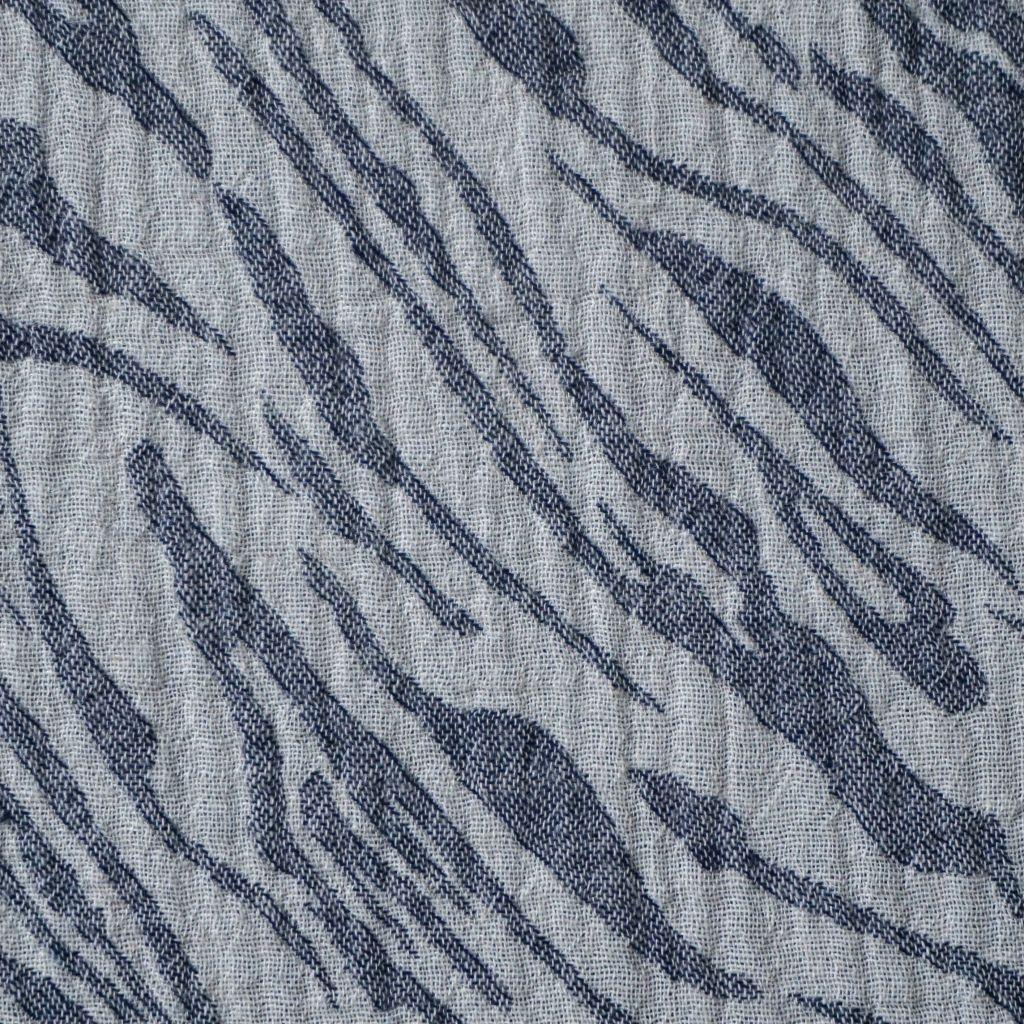 Musselin Double Gauze Jacquard Zebra blaugrau hell
